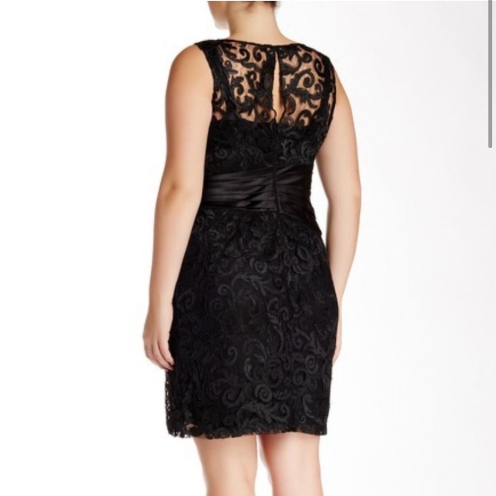Marina Black Lace Satin Sleeveless Midi Dress - Picture 2 of 5